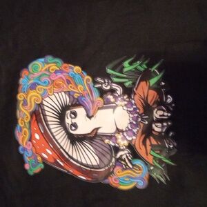 Trippy mushroom dude black T-shirt